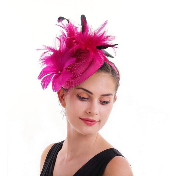 Fascinators Hat Flower Pillbox Feather Mesh Kentucky Derby Tea Party 3969 - Picture 5 of 6